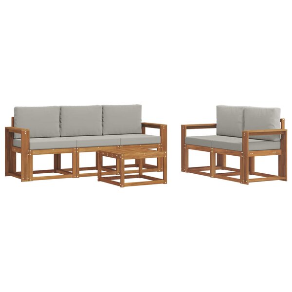 vidaXL Ensemble de canapés d'extérieur 6 pc Gris Naturel et Clair