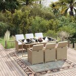 vidaXL Ensemble à dîner de jardin coussins 7 Pièces Résine tressée Beige