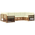 vidaXL Ensemble de canapés d'extérieur 6 Pièces Naturel et Crème