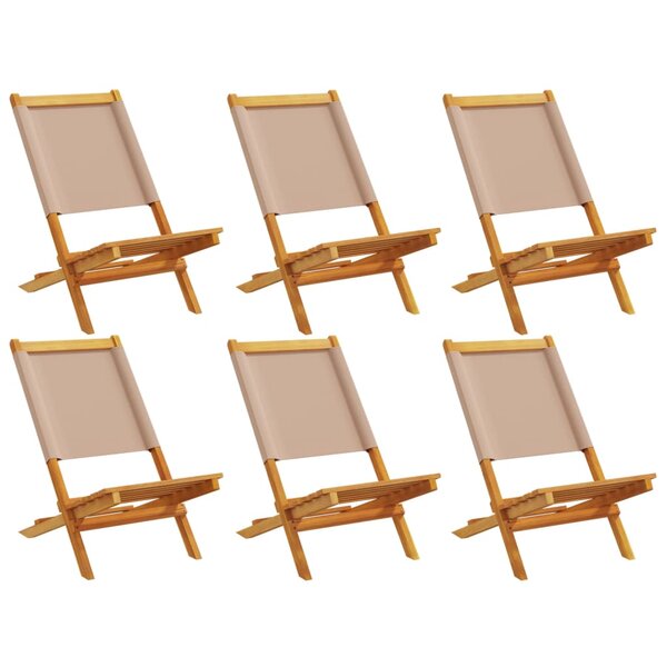 vidaXL Chaises de jardin pliantes lot de 6 taupe tissu et bois massif