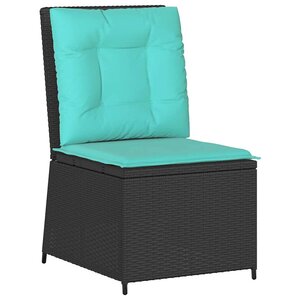 vidaXL Canapé de jardin avec coussin Noir et turquoise polyrotin