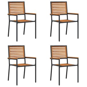 vidaXL Chaises empilables de jardin 4 Pièces Marron et Noir