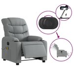 vidaXL Fauteuil de massage inclinable électrique gris clair tissu