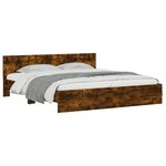 vidaXL Cadre de lit avec LED sans matelas chêne fumé 200x200 cm