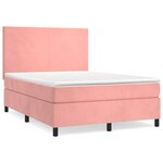 vidaXL Sommier à lattes de lit avec matelas Rose 140x200 cm Velours