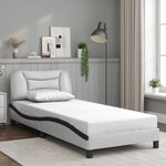 vidaXL Cadre de lit sans matelas blanc et noir 80x200 cm similicuir