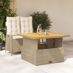 vidaXL Ensemble à manger de jardin et coussins 2 Pièces beige poly rotin