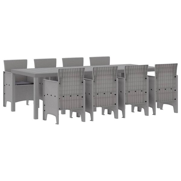 vidaXL Ensemble de salle à manger pour jardin 9 Pièces Blanc Rattan Polt