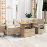vidaXL Salon de jardin avec coussins 6 Pièces beige résine tressée