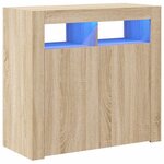 vidaXL Buffet avec lumières LED chêne sonoma 80x35x75 cm