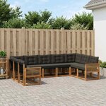 vidaXL Ensemble de canapés d'extérieur 9 pc Naturel et noir