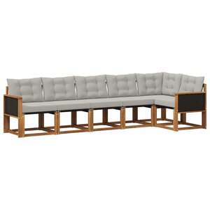 vidaXL Ensemble de canapés d'extérieur 6 pc Naturel et gris clair
