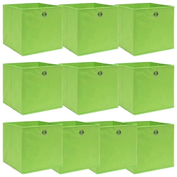 vidaXL Boîtes de rangement 10 Pièces Vert 32x32x32 cm Tissu