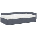 vidaXL Cadre de lit d'angle avec matelas Autre 2 Pièces Gris Velours