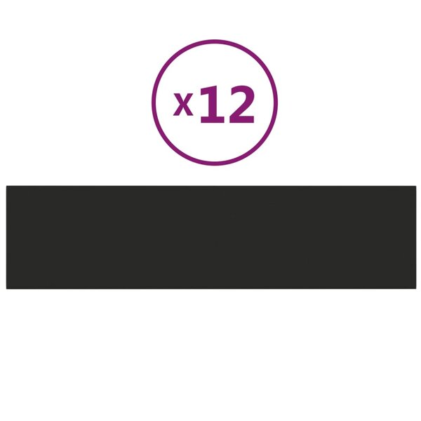 vidaXL Panneaux muraux 12 Pièces Noir 60x15 cm Tissu 1 08 m²