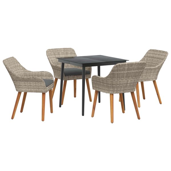 vidaXL Ensemble de salle à manger pour jardin 5 Pièces Gris clair