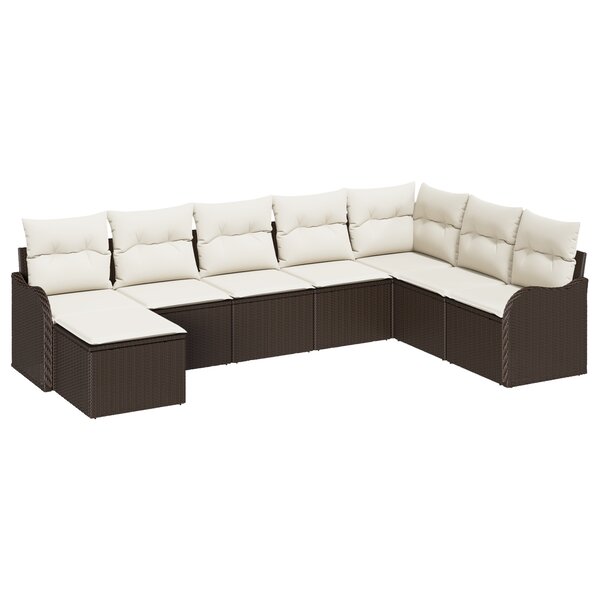 Ensemble de canapé de jardin vidaXL 8 pièces avec coussins marron en poly rotin