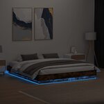 vidaXL Cadre de lit avec lumières LED chêne fumé 180x200 cm