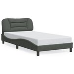 vidaXL Cadre de lit avec LED sans matelas gris foncé 100x200 cm tissu