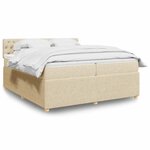 vidaXL Sommier à lattes de lit avec matelas Crème 200x200 cm Tissu