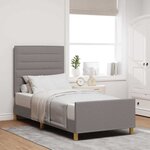vidaXL Cadre de lit avec tête de lit Taupe 90 x 190 cm tissu