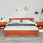 vidaXL Cadre de lit avec tête de lit Marron 200 x 200 cm Pin massif