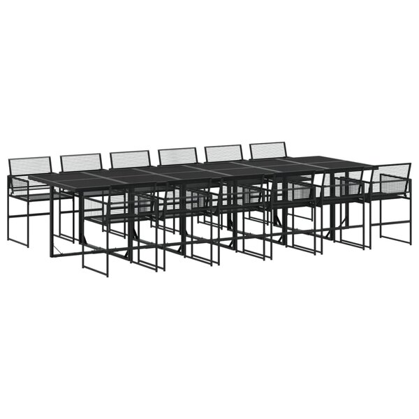 vidaXL Ensemble à manger de jardin 13 Pièces noir résine tressée