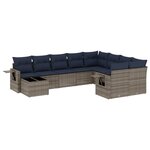 vidaXL Salon de jardin 10 Pièces avec coussins gris résine tressée