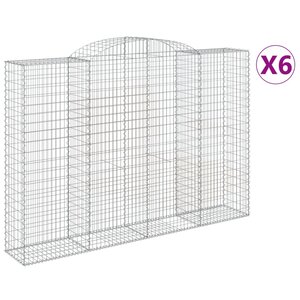 vidaXL Paniers à gabions arqués 6 Pièces 300x50x200/220 cm fer galvanisé