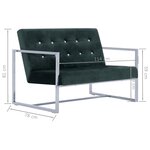 vidaXL Canapé 2 places avec accoudoirs Vert foncé Chrome et velours