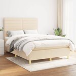 vidaXL Sommier à lattes de lit avec matelas Crème 140x200 cm Tissu