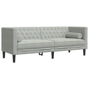 vidaXL Canapé Chesterfield Gris clair 194 x 74.5 x 70.5 cm Velours