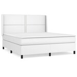 vidaXL Sommier à lattes de lit avec matelas Blanc 160x200cm Similicuir