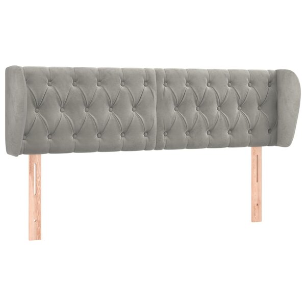 vidaXL Tête de lit avec oreilles Gris clair 163x23x78/88 cm Velours
