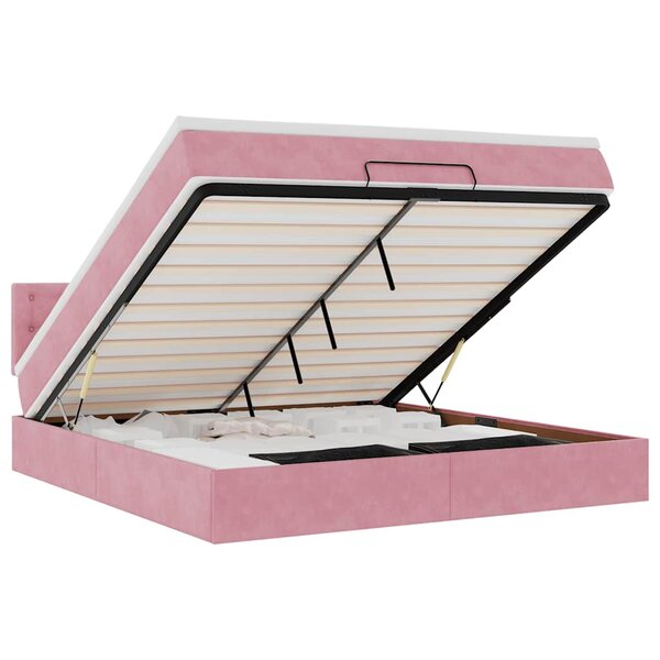 vidaXL Lit ottoman avec matelas et LED Rose 180x200 cm velours