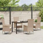 vidaXL Ensemble de salle à manger pour jardin 5 Pièces Beige polyrotin