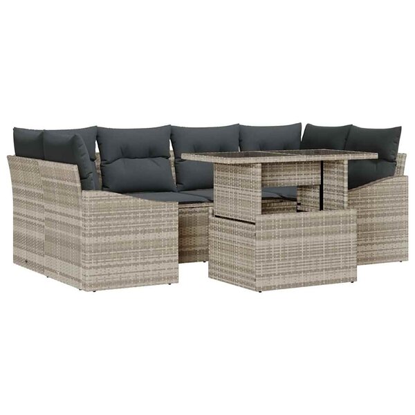 vidaXL Ensemble de canapé de jardin avec coussin 7 Pièces Gris clair