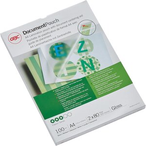 Lot de 100 pochettes de plastification A4 brillant 2x80 microns GBC