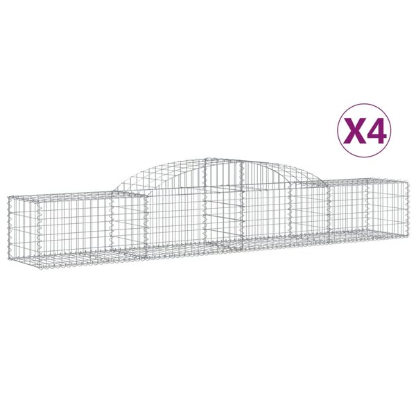 vidaXL Paniers à gabions arqués 4 Pièces 300x50x40/60 cm fer galvanisé