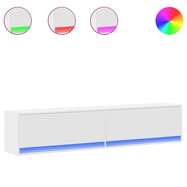 vidaXL Meuble TV mural avec LED blanc 180x31x38 cm