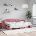 vidaXL Lit de jour avec lit gigogne rose 80x200 cm velours