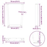 vidaXL Pieds de table à manger en V 3 pièces Noir 70 x (72-73 3) cm Acier