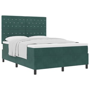 vidaXL Lit à ressorts avec matelas Vert foncé 140 x 190 cm tissu