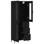 vidaXL Buffet haut Noir 69 5x34x180 cm Bois d'ingénierie
