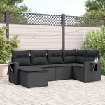 vidaXL Salon de jardin 6 Pièces avec coussins noir résine tressée