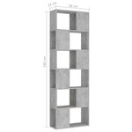 vidaXL Bibliothèque/Séparateur de pièce Gris béton 60x24x186 cm