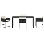 vidaXL Ensemble de salle à manger de jardin 5 pièces avec coussins en rattan poly noir