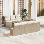 vidaXL Ensemble de canapé de jardin 8 Pièces Beige Poly rotin