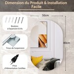 Miroir mural de salle de bain led ovale 80 cm x 50 cm rétro-éclairé à intensité variable 3 couleurs interrupteur tactile intelligent antibuée antidéflagrant 20_0006308