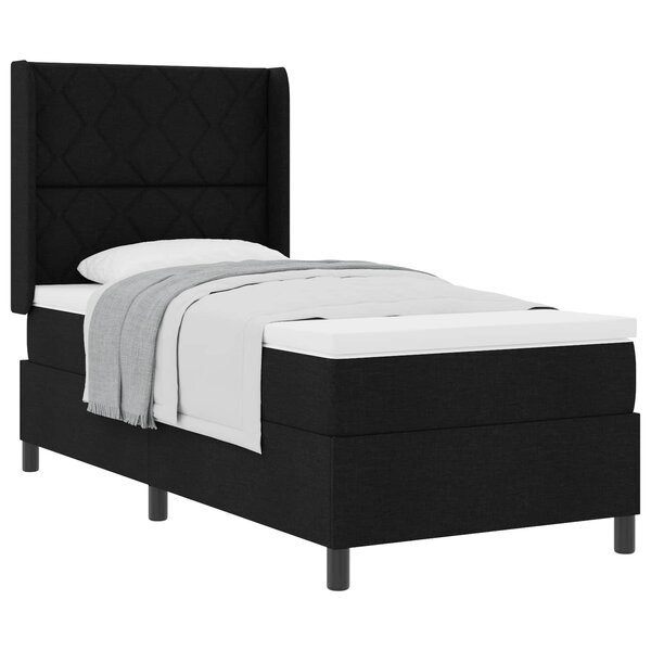 vidaXL Lit à ressorts avec matelas Noir 200 x 100 cm tissu